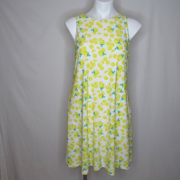 Pappagallo Yellow Swing Sleeveless Lemon Print Dress Women's M Medium - Picture 1 of 8